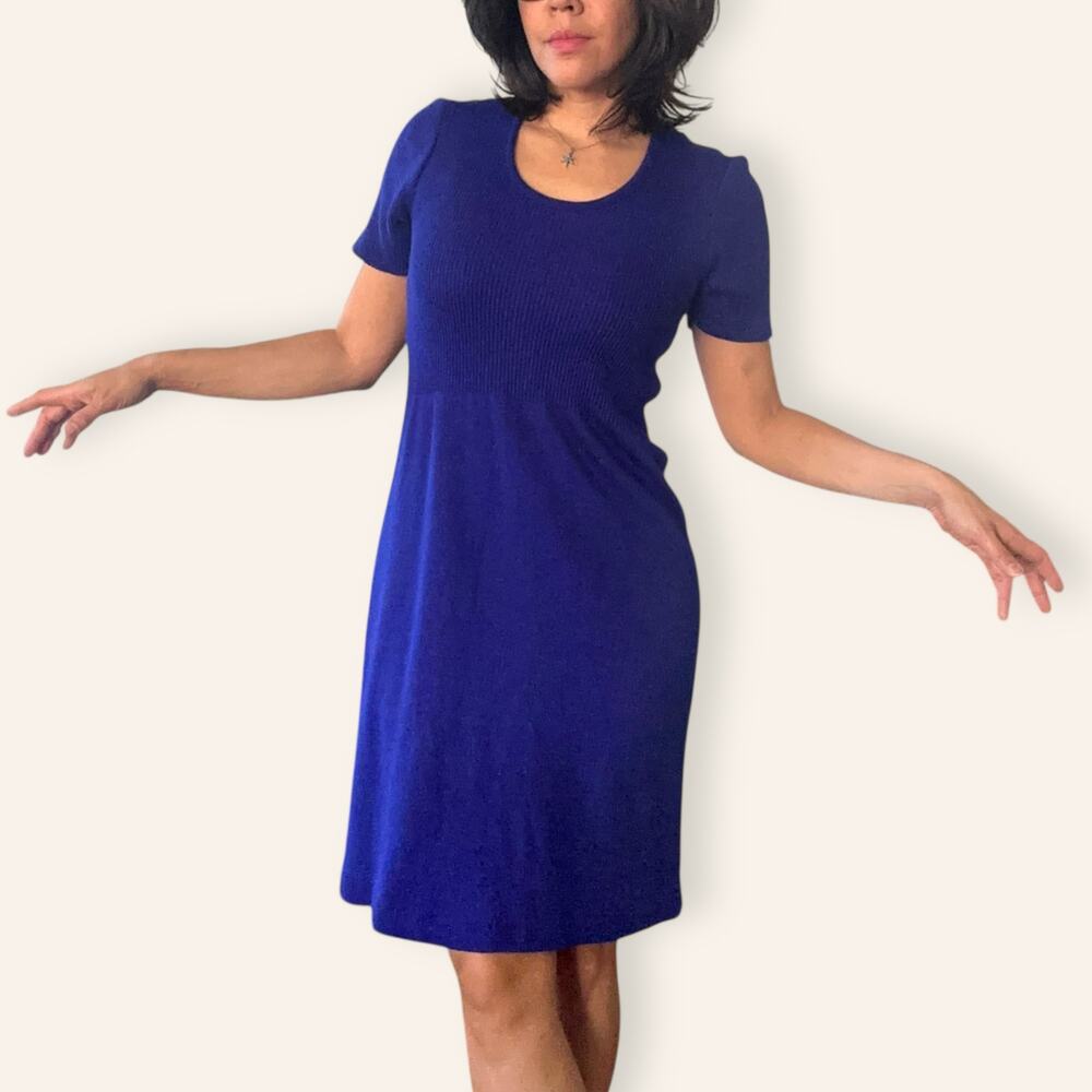 Ami Knits Deep Blue Indigo Knit midi Dress size 12